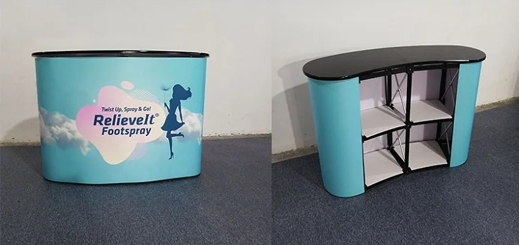 custom shape supermarket Portable trade show pop up promotion table counter advertising