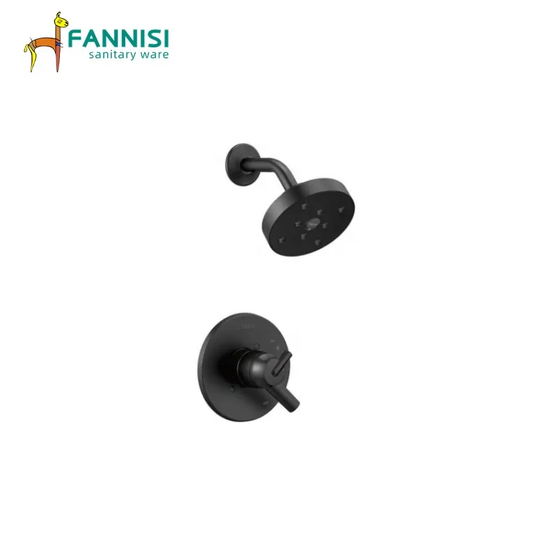 Black Wall Mount Single Handle Hot And Cold Mixer Shower Bathroom Rainfall Shower Trim Kit - Buy ...