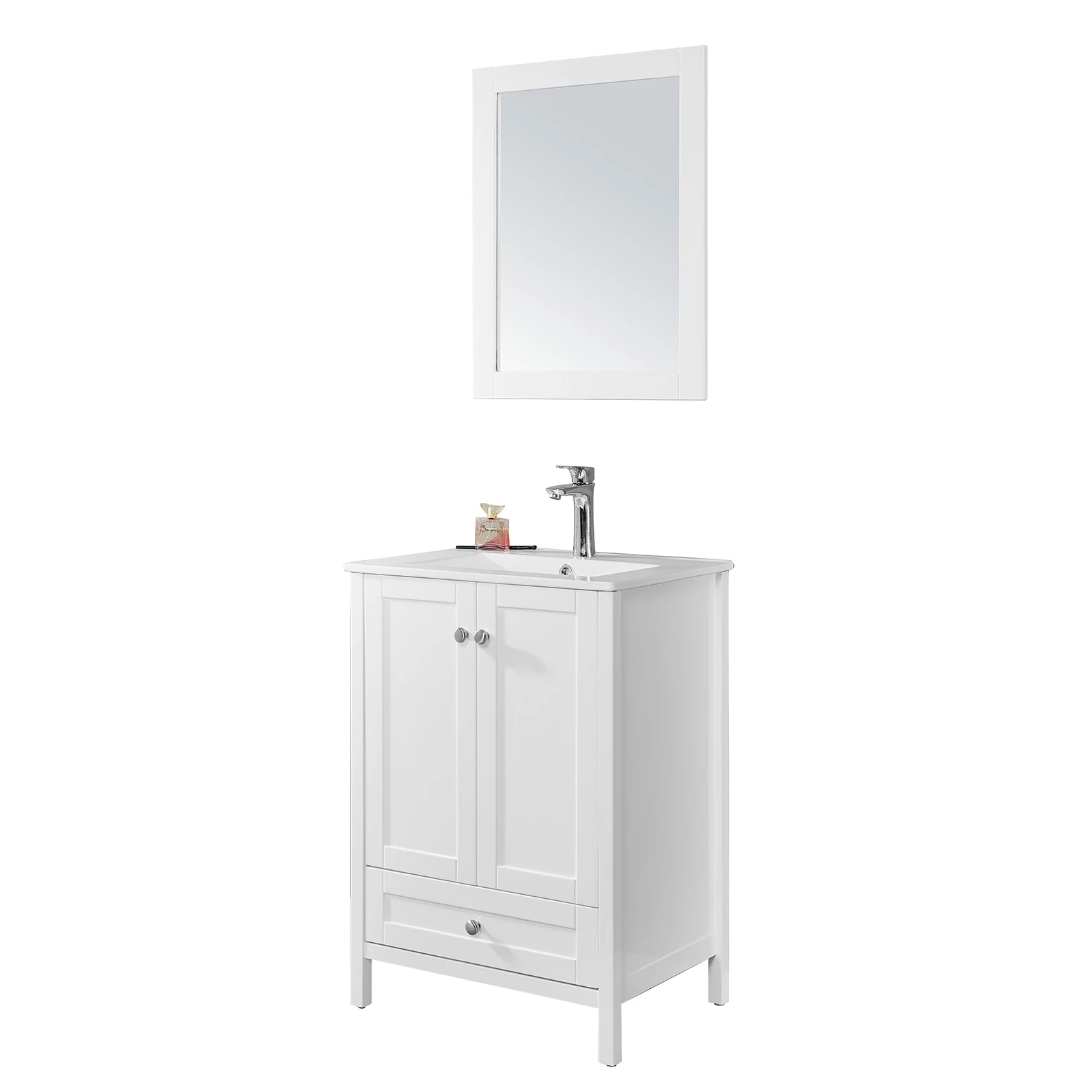 Hot Sale Pure White Free Standing Bathroom Vanities With Ceramic Sink ...