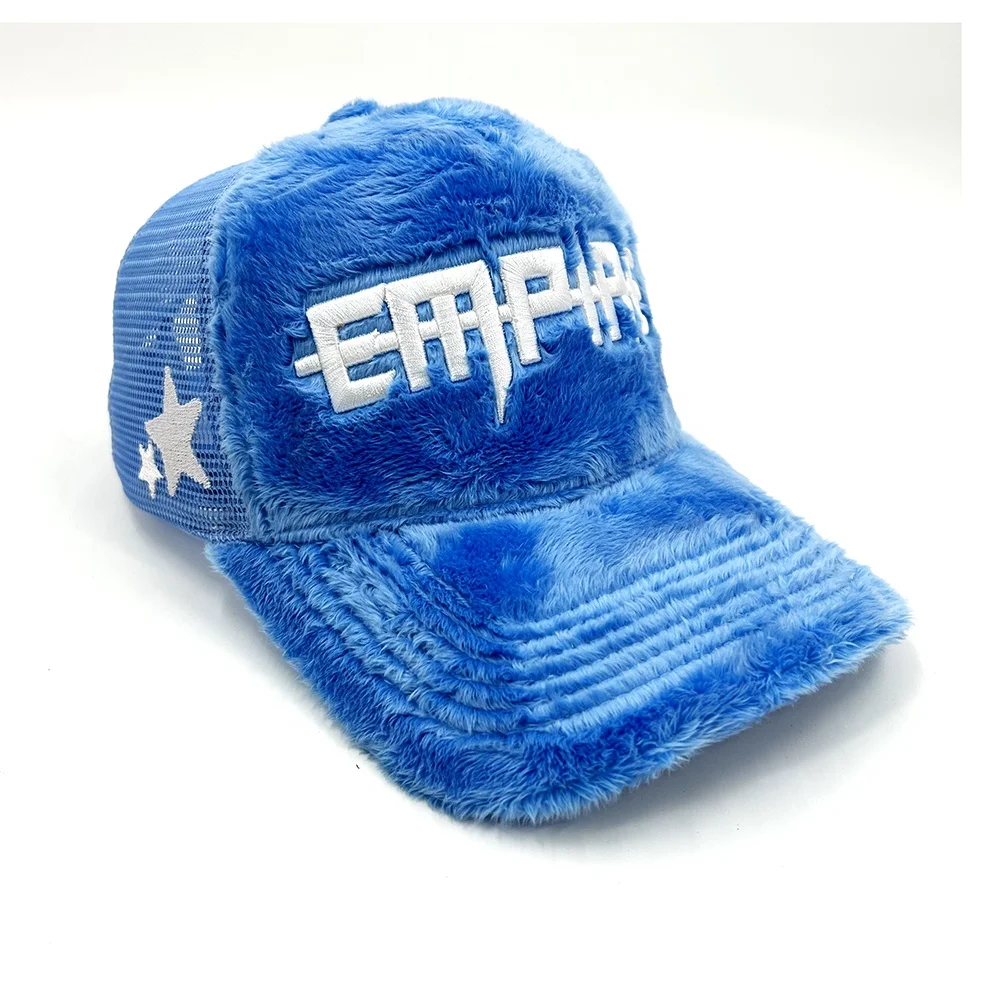 Custom Embroidery Logo Fuzzy Velvet Trucker Hat Mesh Caps Hat Buy 3d