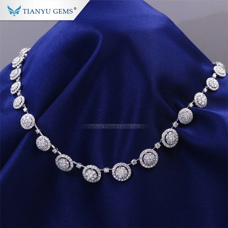Tianyu Gems Jewelry Customized 10K Real Gold Colorless Moissanite Diamond Halo Engagement Charm Necklace 