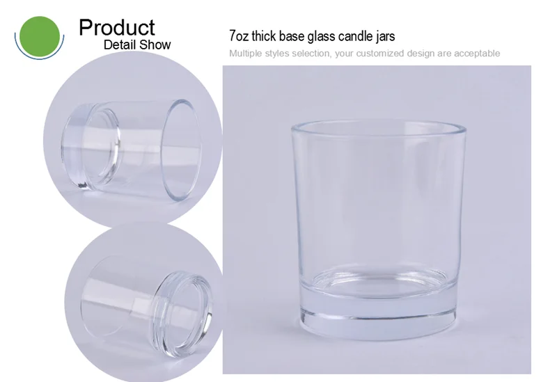 7oz thick base glass candle jar