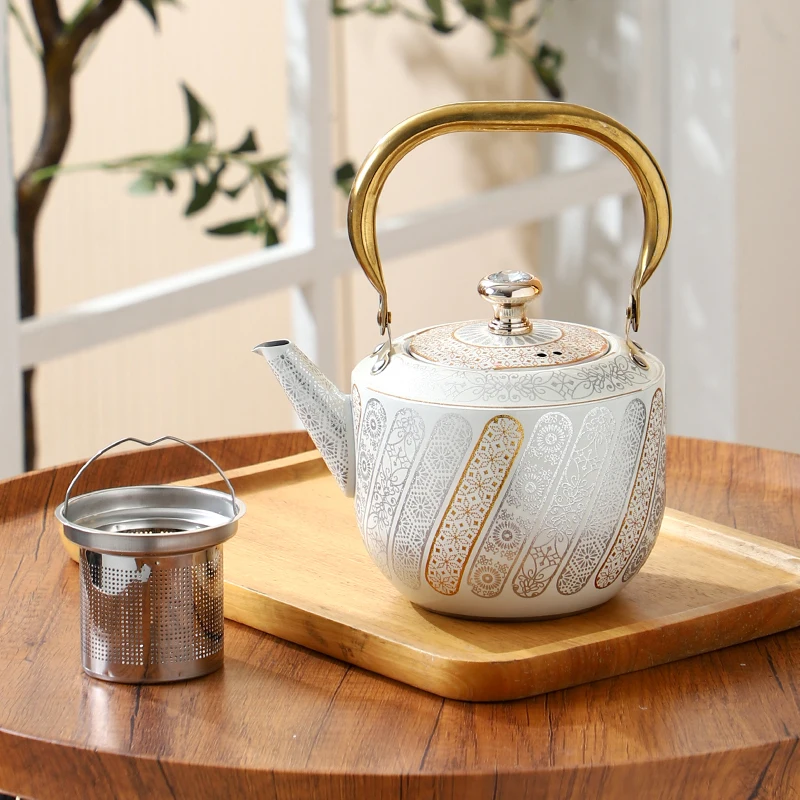 Series 21 Tea Kettle — White Diagonal Stripe Pattern