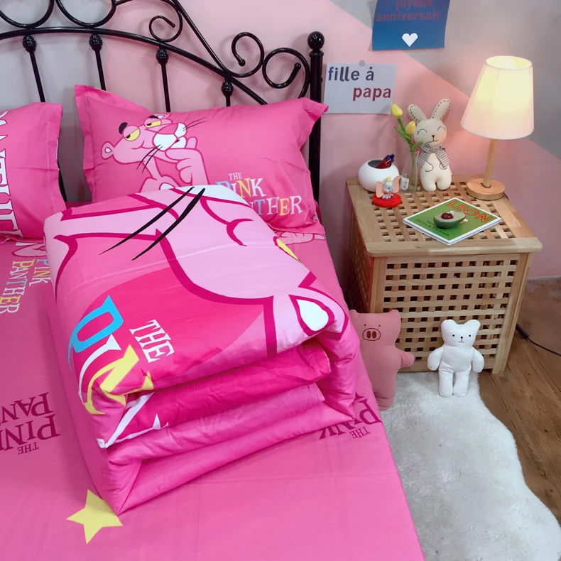 Modern children cartoon 4 piece bedding set 100% cotton printed duvet cover bed sheet set Pig Pecs