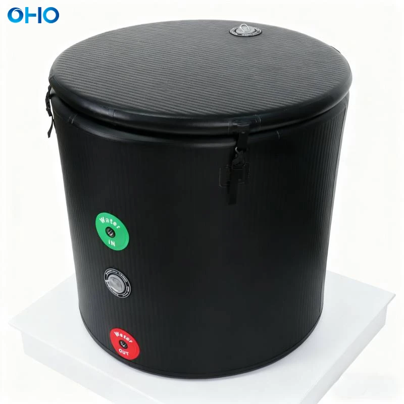 OEM ODM 5cm Drop Stitch Material Round Ice Bath Barrel Portable Cold Plunge Ice Bath Tub for Sale details