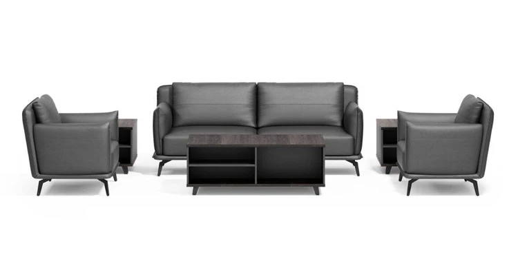 Dious office living room furniture arcuate comfortable 3 seaters modern artificial synthetic leather sofa