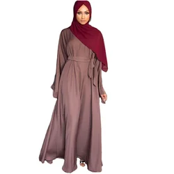HJ OEM High Quality Solid Color Plus Size Pray Islamic Simple Causual Abaya Modest Long Dress Muslim Women