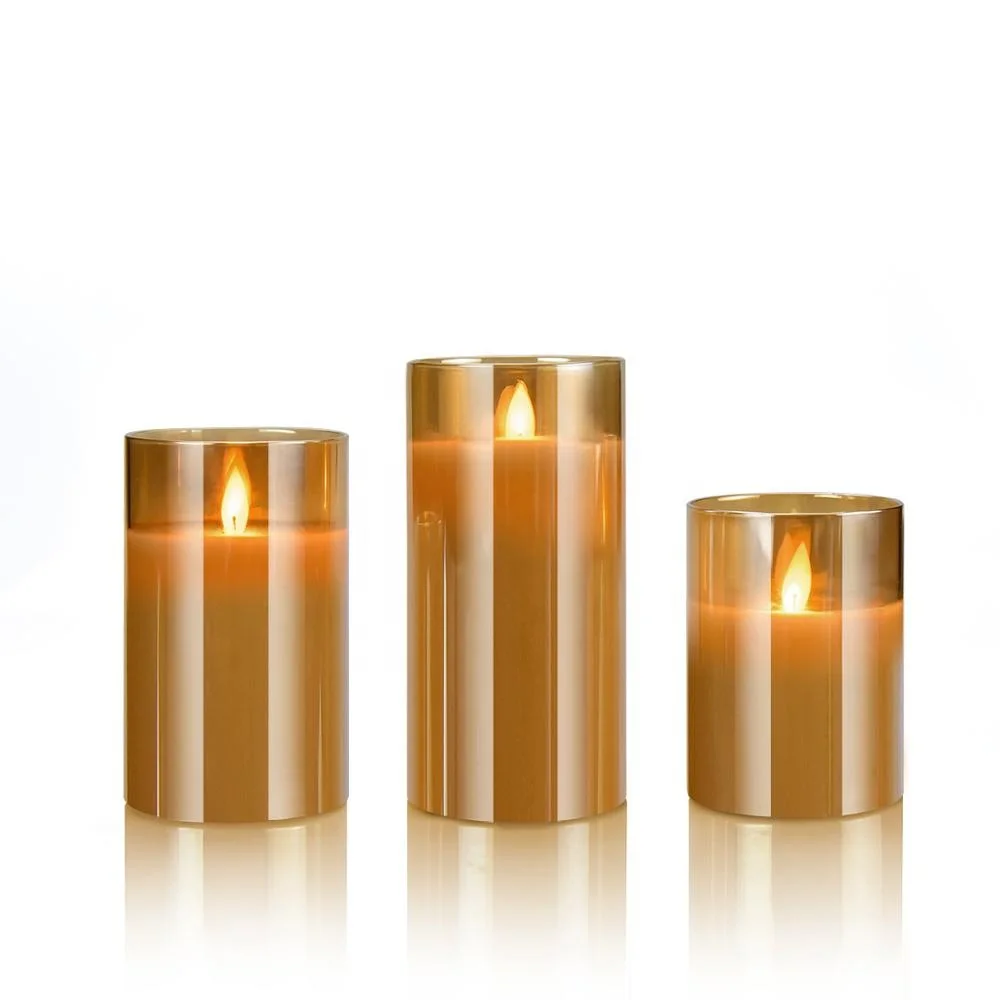 Electric tea color light led battery operated flickering flame candles with remote control