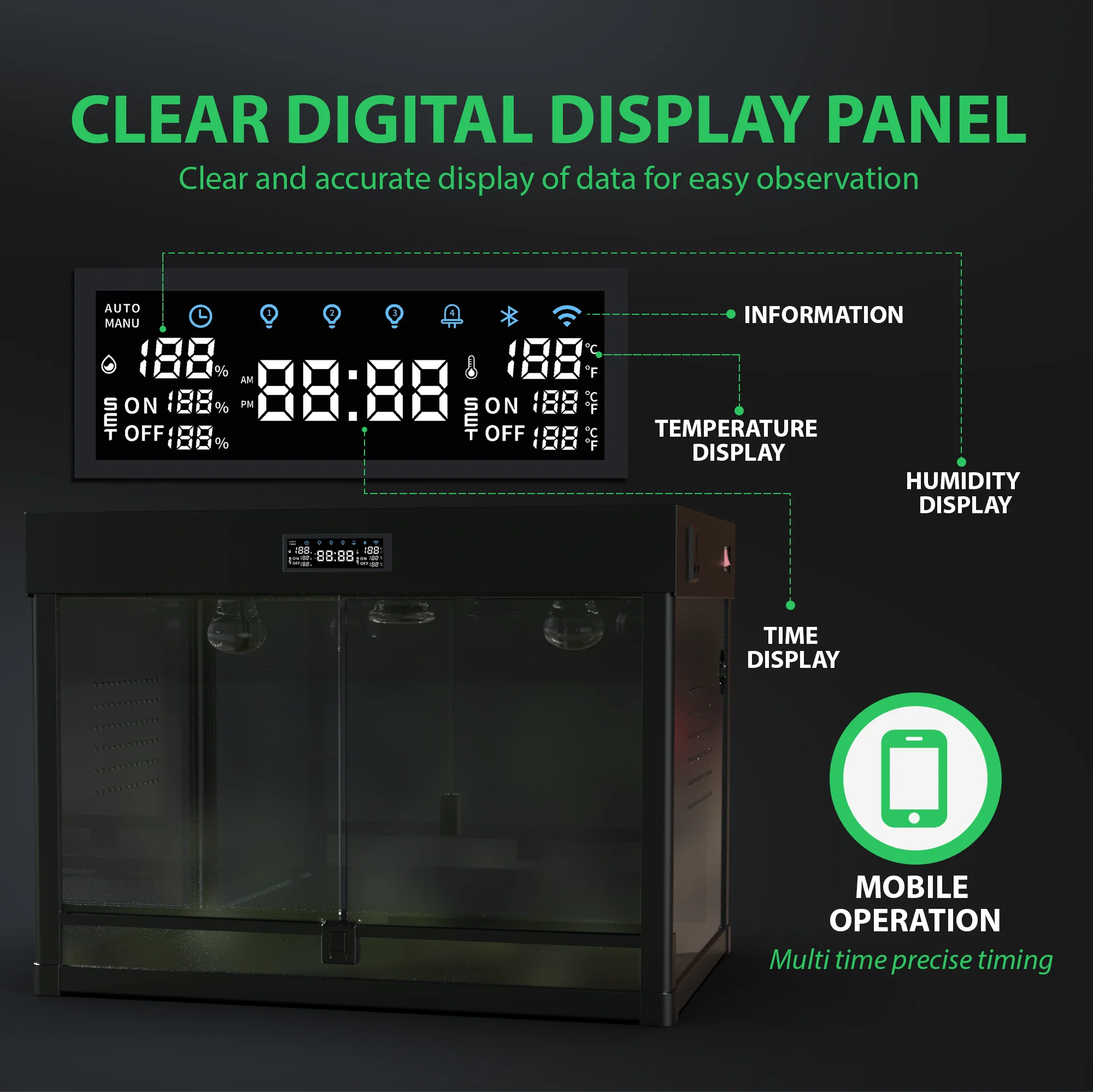 Odm Reptile Feeding Box With Led Temperature Humidity App Control
