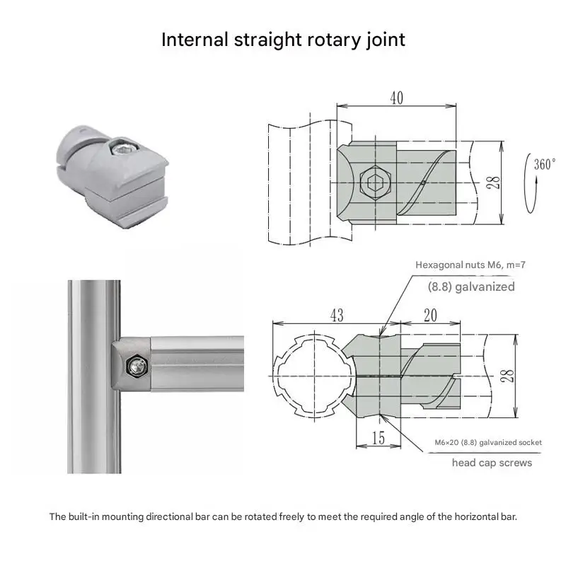 product internal straight rotary joint third generation lean pipe 28mm aluminum alloy wire rod joint aluminum pipe connector-15