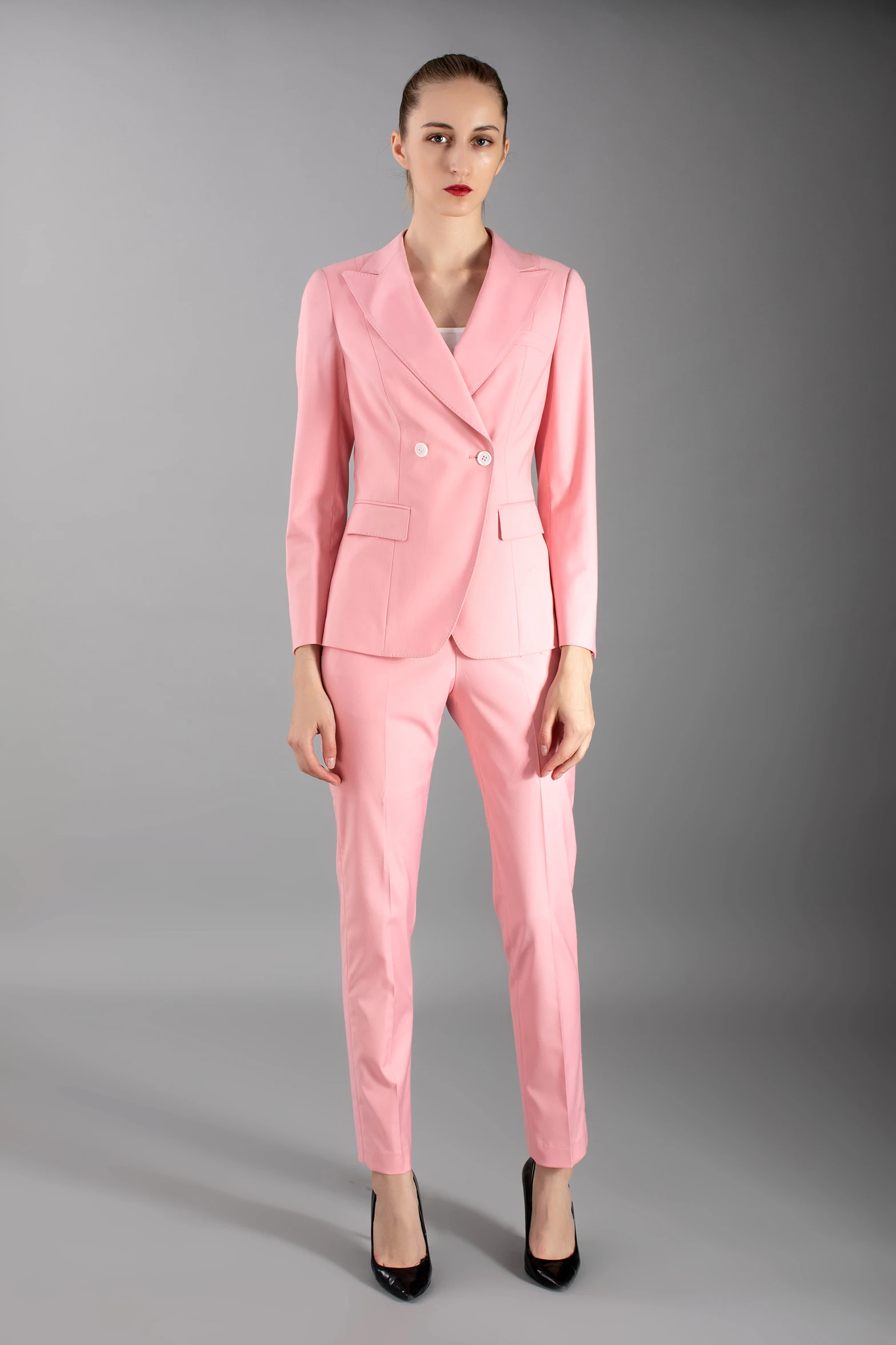 时尚粉红色2后开衩商务西装女装套装西装外套女士女装