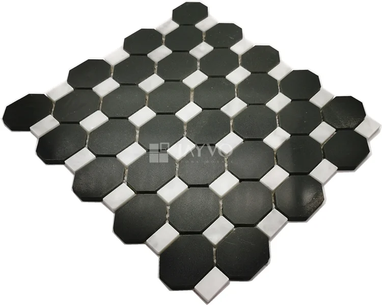 Art Design Black and White Octagon Mosaic Tile Concept Tiles for Kitchen Wall