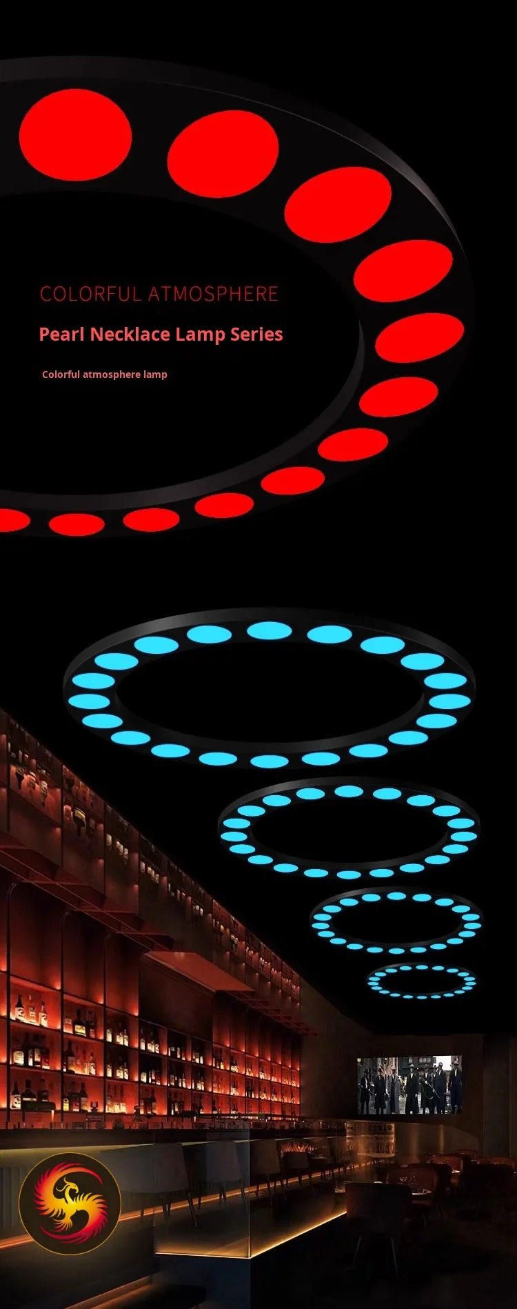 product creative iron atmosphere ring light for barbecue gyms hot pot restaurants and decorative colors colorful music bars-0