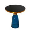 Contemporary Small Round Gold Aluminium Bent 5mm Luxury Glass Center Bell Coffee Table Modern
