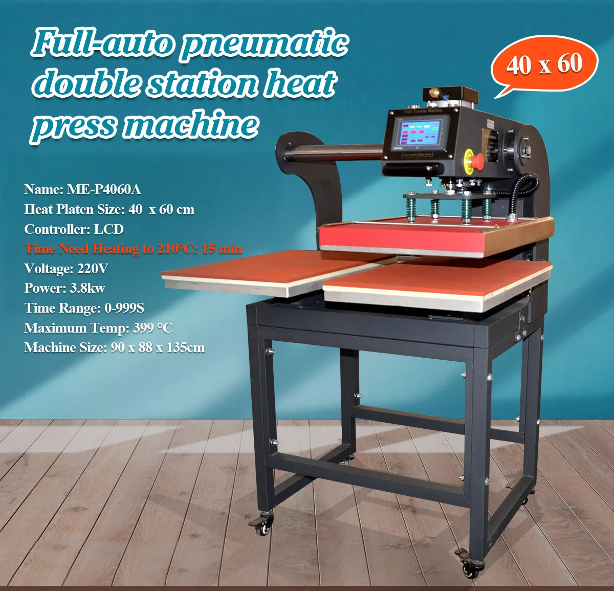 Mecolour 40x60 Pneumatic Logo Heat Press Transfer Machine For Small