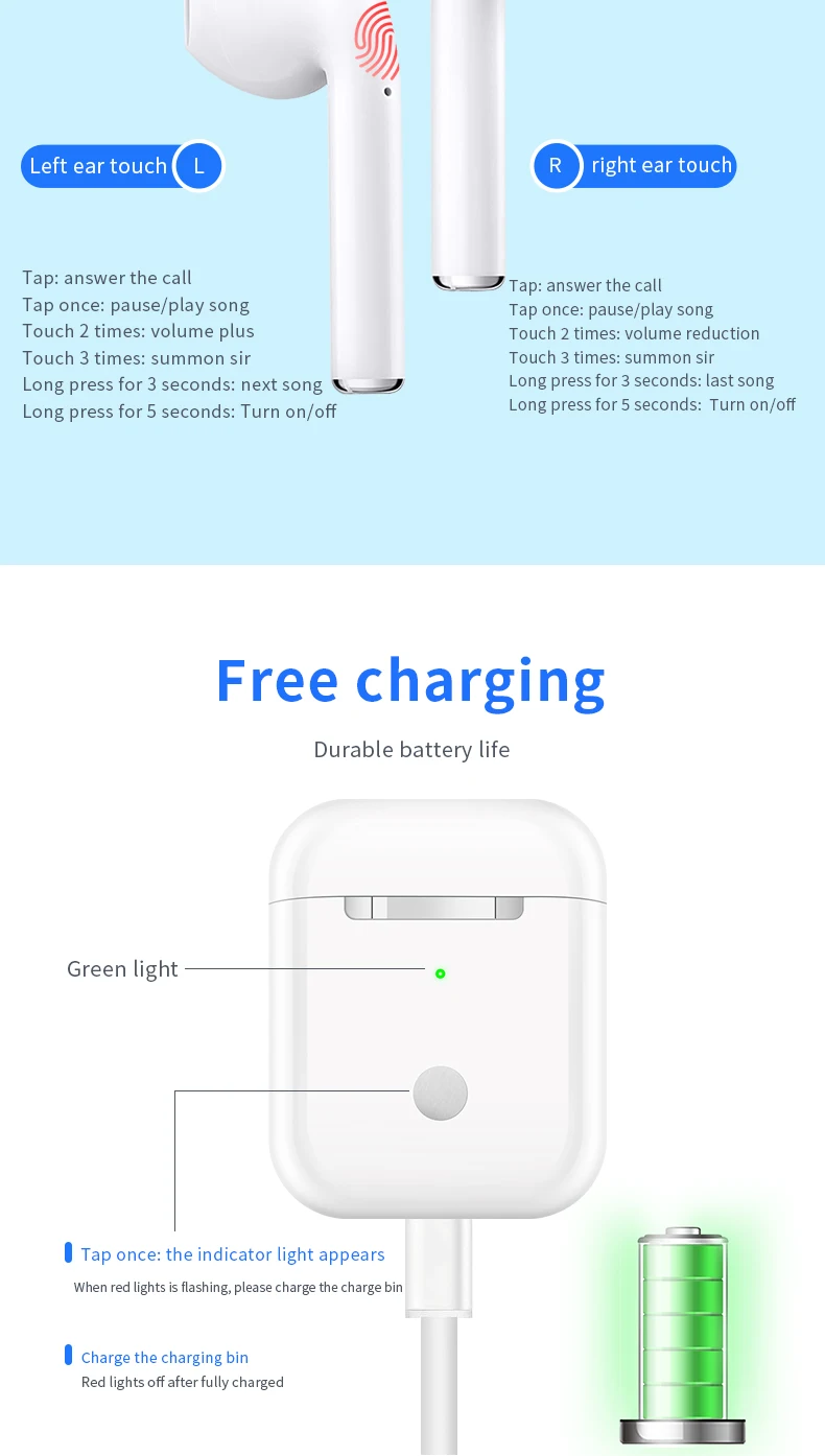 New arrival BT 5.0 earbuds portable earphone stereo earbuds i19 - ANKUX.COM