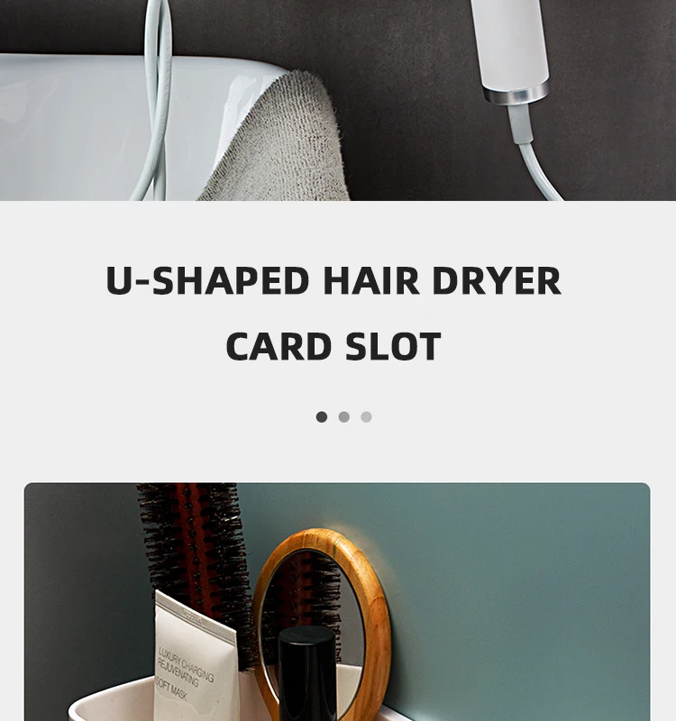 Adhesive Hair Dryer Holder Wall Mount-No Drilling Hair Dryer Styling Tools Organizer Storage- Multifunctional Shelf