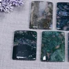 High Quality Green Natural Squar and Round Slice Drilled Moss Agate pendant