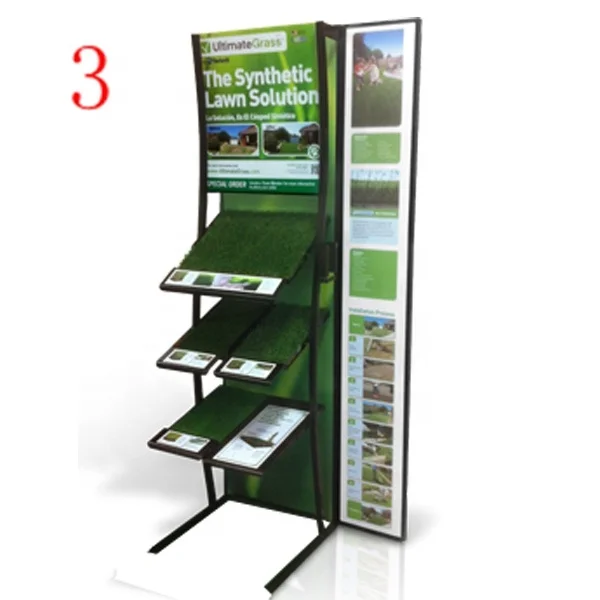 Floor Wooden Yoga Door Mat Display Rack,Artificial Grass Display Stand
