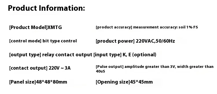 XRKC XMTG-2001 48*48*81mm Digital Temperature Controller Adjustable K/E-type 220V OEM/ODM ABS 0~400C 0.1C Resolution factory