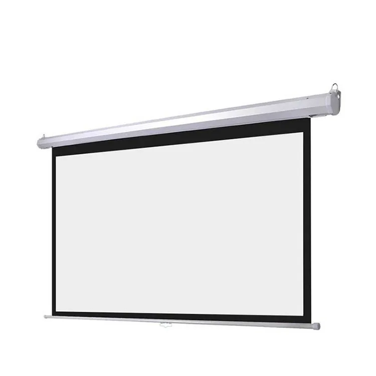 Matte White Fabric Wall Mounted Projector Screen Home Manual Projection Screen With Self - Lock