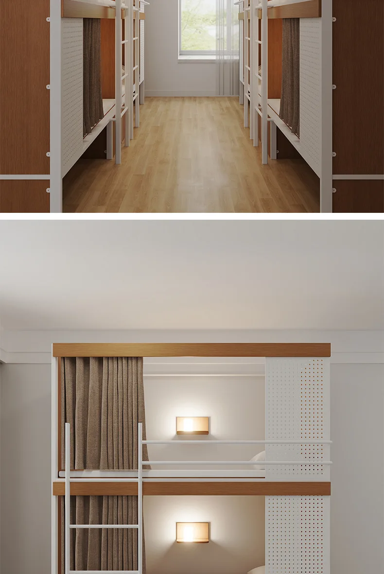 product custom free 3d design service school dormitory bunk bed steel frame small apartment bunk double bed for bedroom-13
