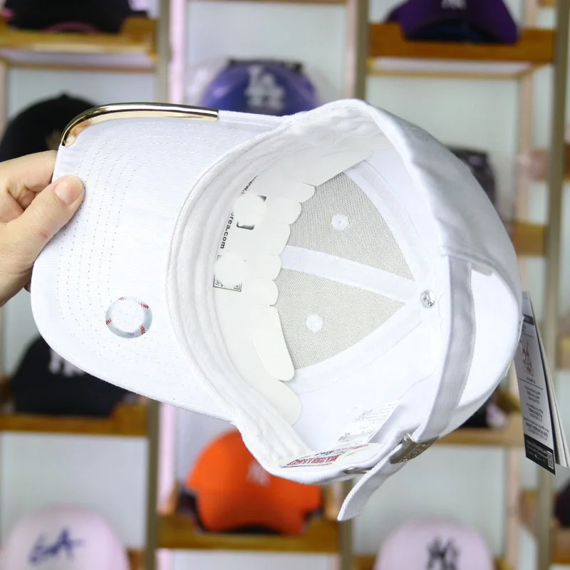 2020新款帽子女帽金属帽檐防晒编织印花遮阳帽可调节反扣