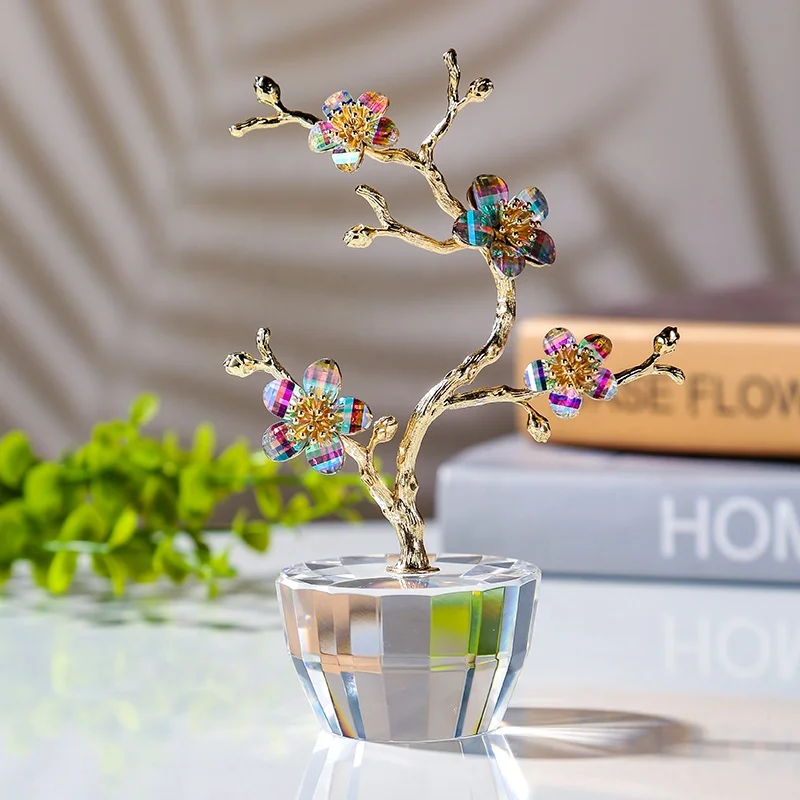 Wholesale Souvenir Home Decoration Wedding return gifts Crystal Flower Model Plum Blossom Valentine's  Gifts supplier