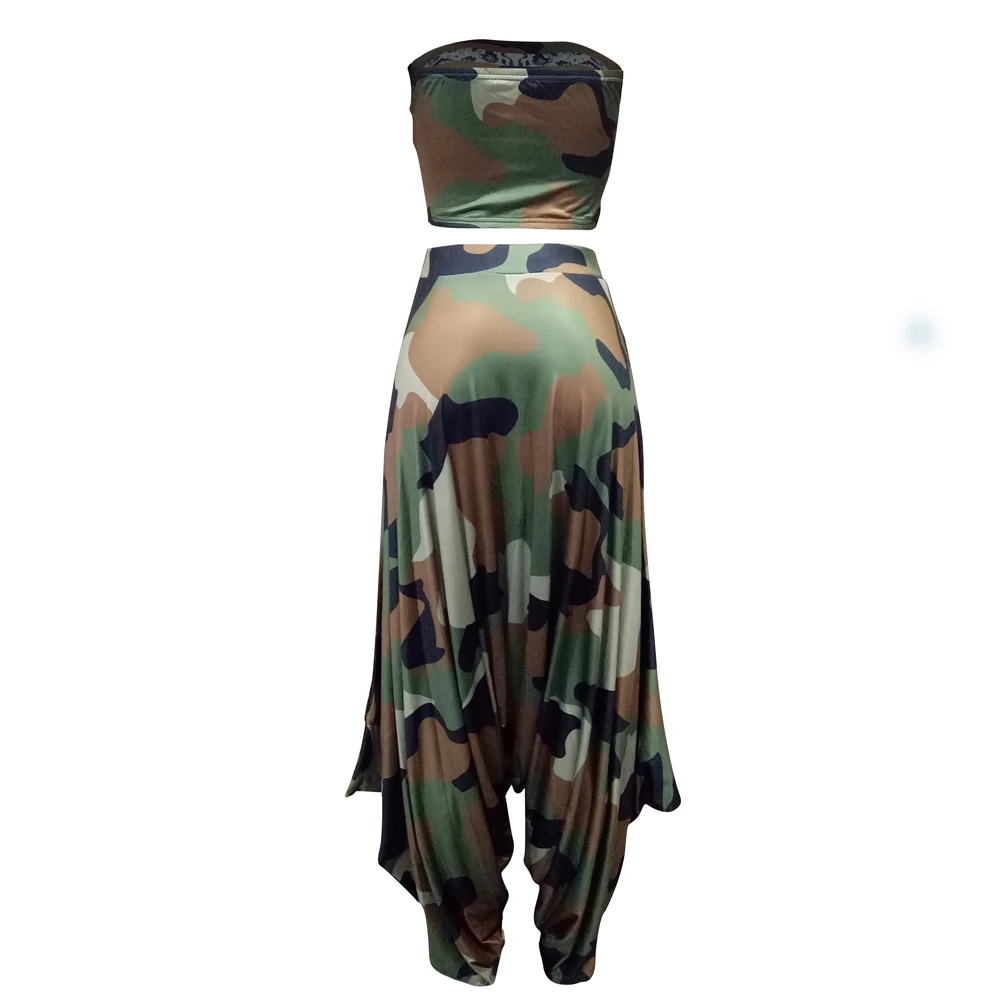 Fmls6309 Wholesale Womens Clothing Chest Wrap Camouflage Harem Pants 2