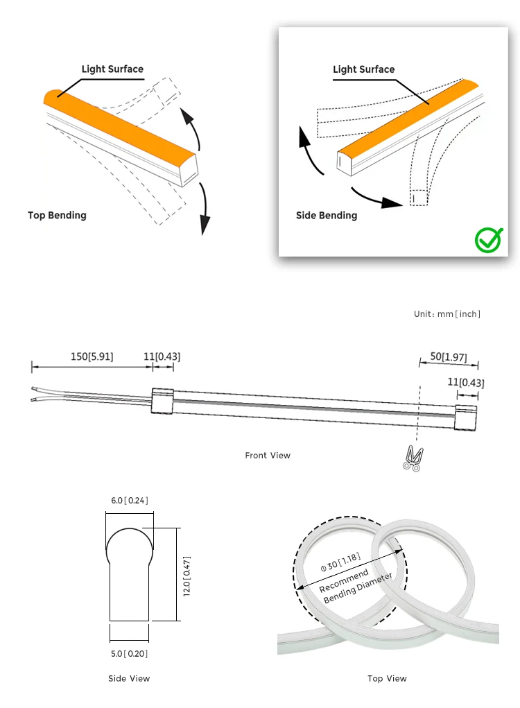 JS SMART LED Outlet Warm White Neon Flexible Strip 5mm Width 120 Leds/m Flexible Tiras Led Neon for Landscape Lighting