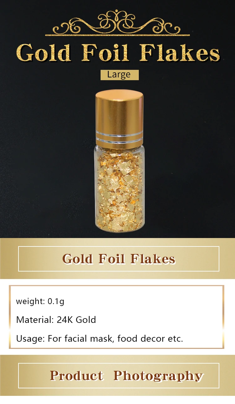 GOLD LEAF FREE SHIPPING 1 GRAM OF BEAUTIFUL LARGE GOLD LEAF FLAKES 