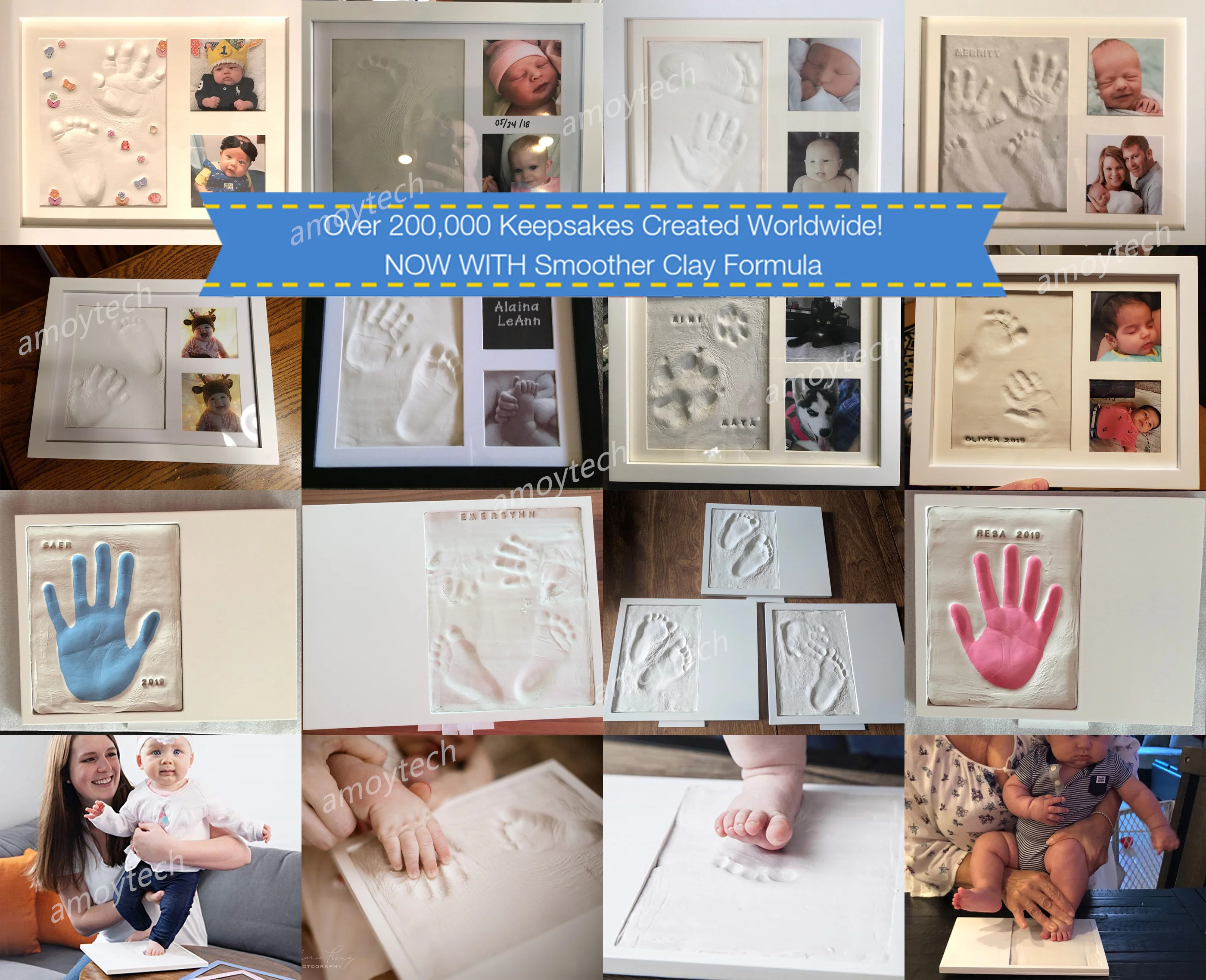 Newborn Baby Clay Footprint Kit Photo Frame Baby Clay Picture Frame