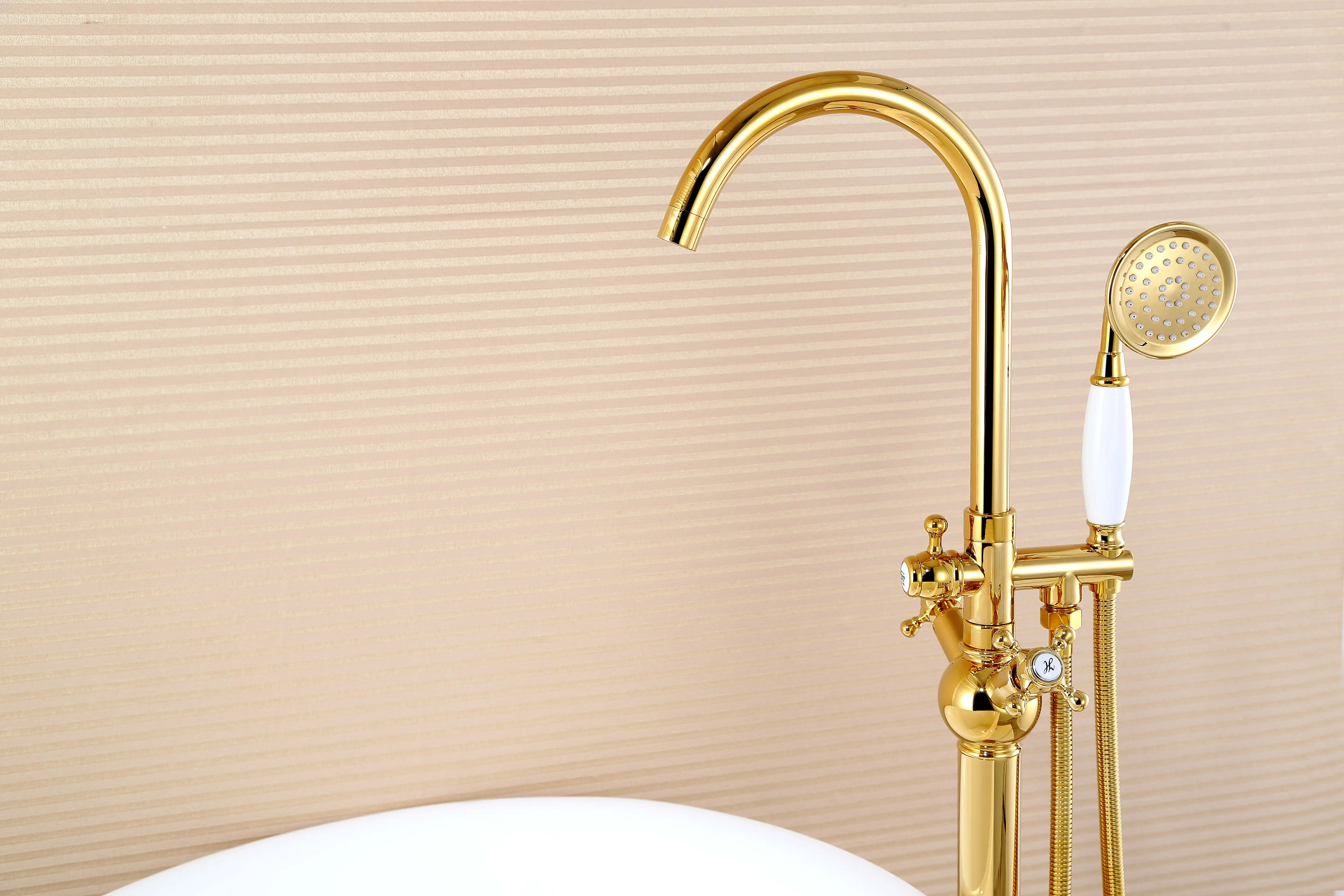 Cheap Solid Brass Artistic Golden Side Freestanding Bathtub Mixer Buy
