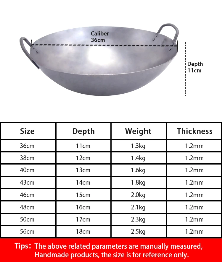 Traditional Cookware Round Carbon Steel Woks Wrought Iron Chinese Wok