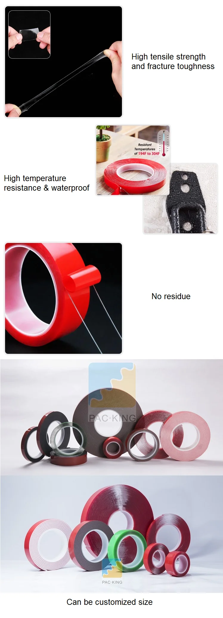 Clear Acrylic Foam Construction Glazing Tape Sealing Black Heavy Duty