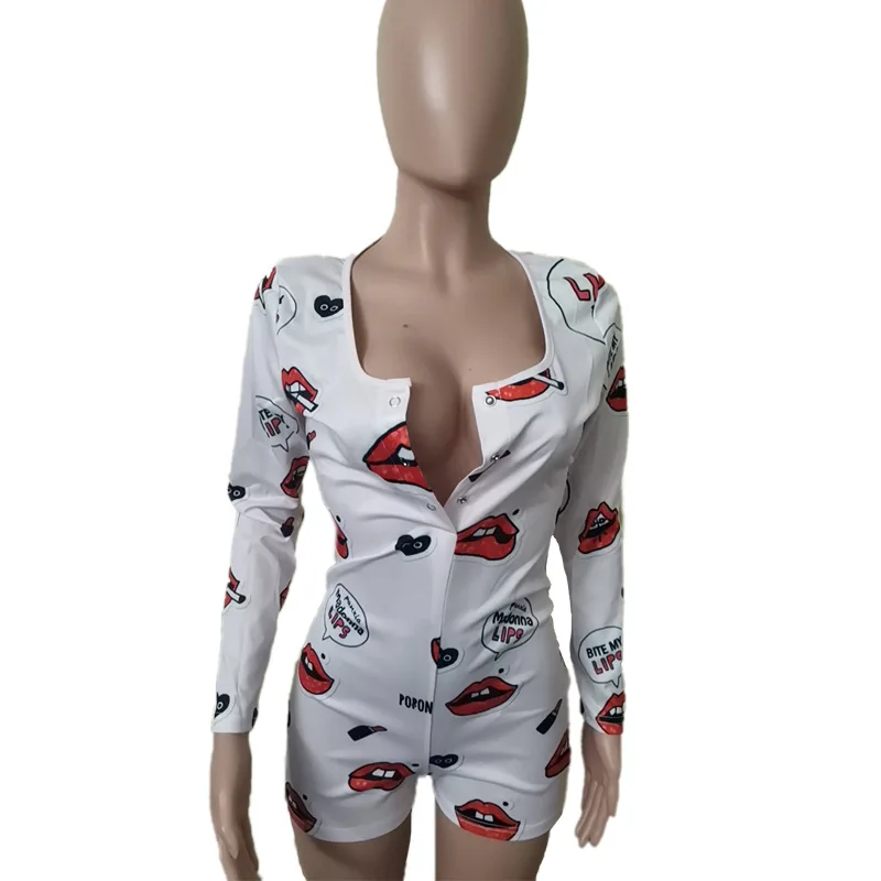 2020 Wholesale Trendy Print Adult Sleep Romper Pajamas One Sie Adult