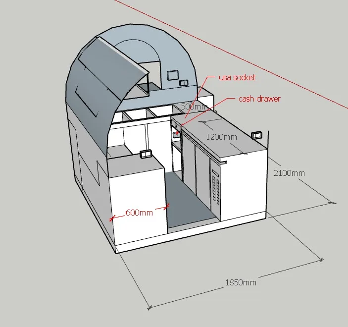 New Zealand Enclosed Fiberglass Mobile Ice Cream Food mobile Concession Trailer details