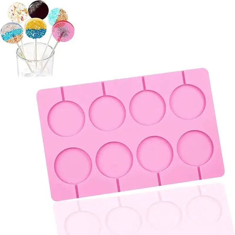 Hot Selling Chocolate Hard Candy Mold 8 Cavity Round Silicone Lollipop