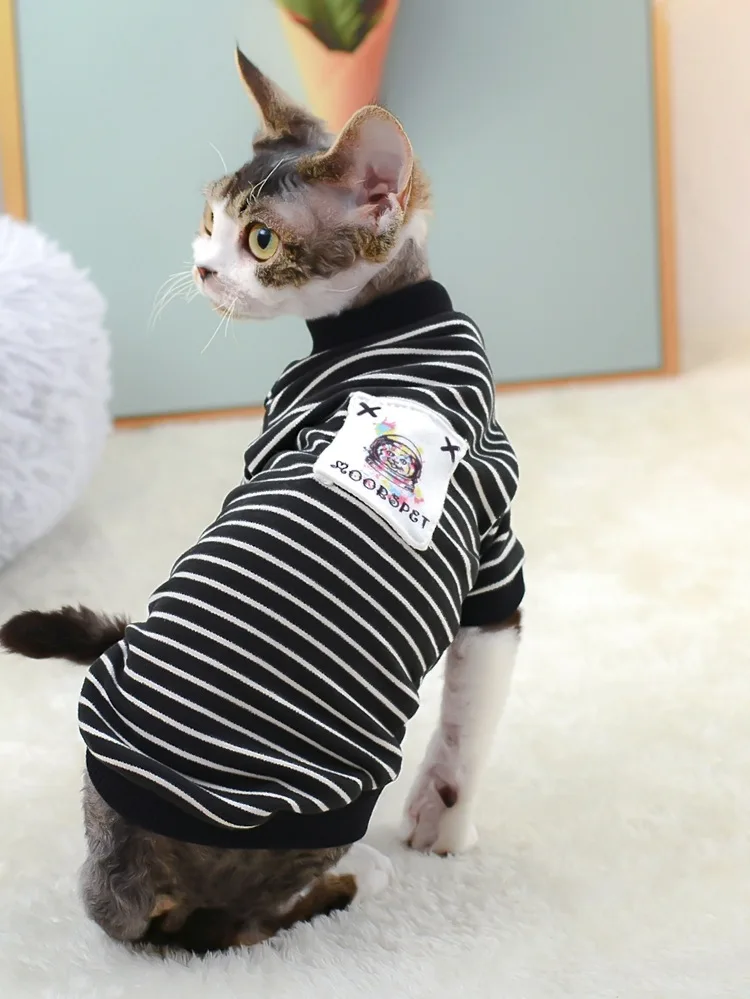 Fashion Striped Cat Clothes Cotton Eco-friendly Anti-Hair New Year's Cat Coat Sweatershirt