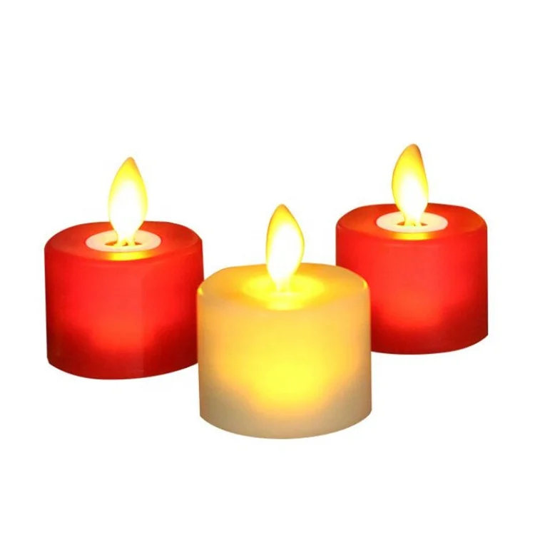 Hot Selling White Red Plastic Flameless Tea Light Candle Moving Wick LED Tealight Wholesale