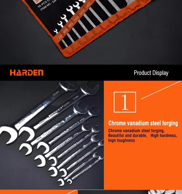 Professional 10PCS Hand Tools Double OPEN-END Chrome Vanadium Ratchet Spanner Set