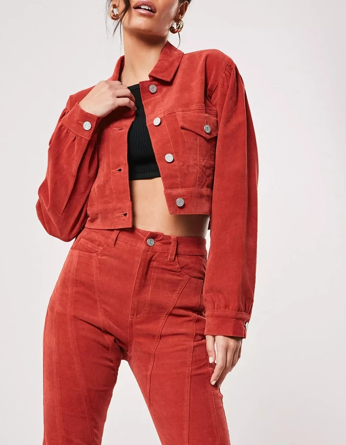 cropped stretch denim jacket