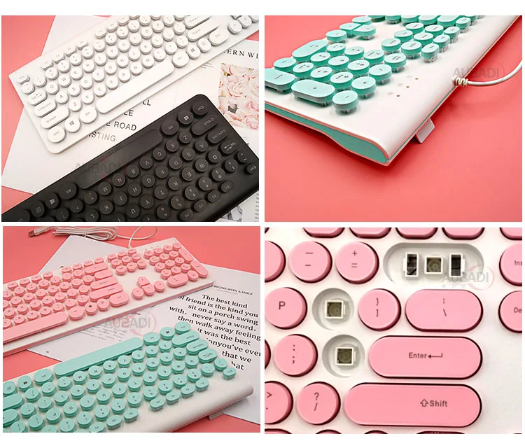 cute colorful keycaps design chocolate keys usb wired oem keyboard