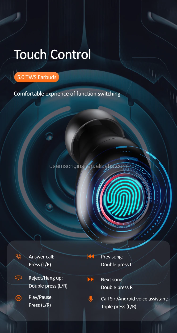 USAMS 2019 Amazon Hot Sell Sport stereo music handsfree TWS True Bluetooth Headphone Earphone Wireless Earbuds - ANKUX.COM