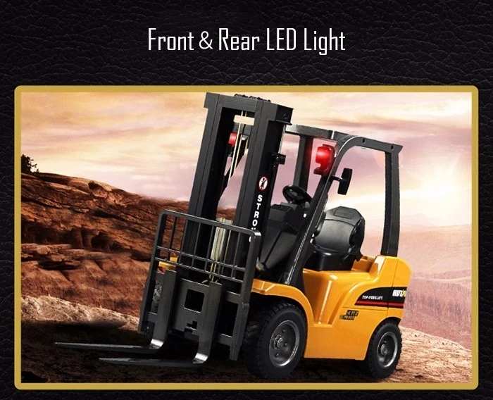 2020 High Quality HUINA 1577 RC Truck 1/10 8CH 2 in 1 Realistic Simulation Alloy Mini Forklift Car Vehicle Toys for Christmas