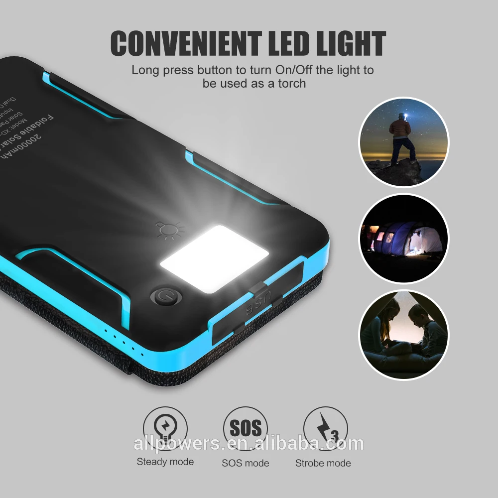 Amazon Top Selling Solar Charger 20000mAh Dual USB Waterproof Portable Solar Power Bank for IOS and Android - ANKUX.COM
