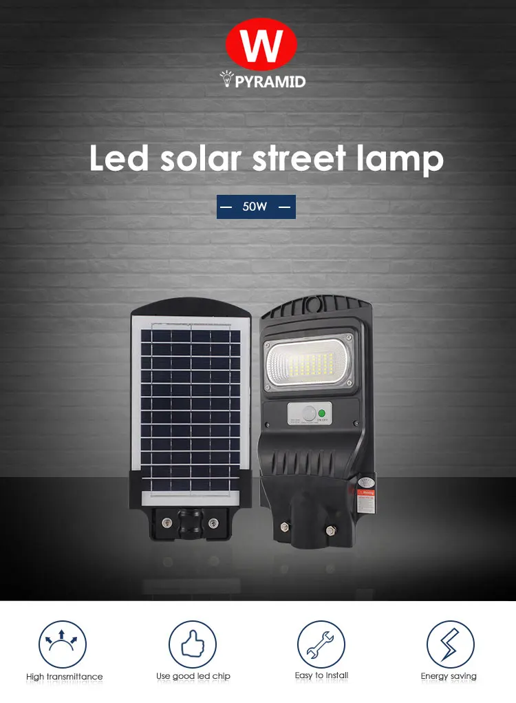 High lumen waterproof IP65 outdoor 50w led solar street light with high quality