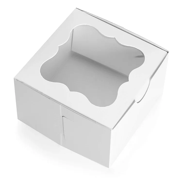 Custom White Bakery Box With Window Ecofriendly Paper Board Cardboard