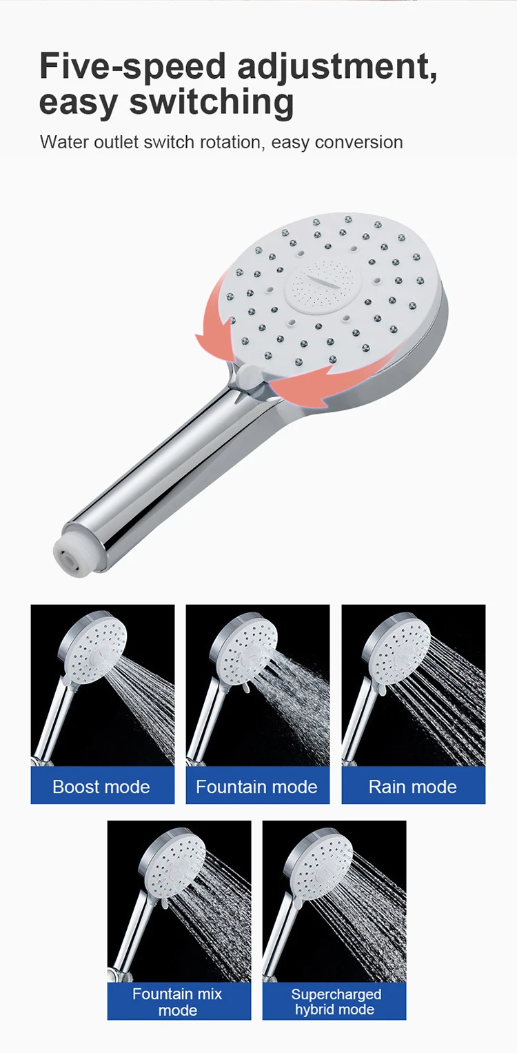 Handheld Showers High Pressure Water Saving Shower Heads with Adjustable 5 Mode Function Spray