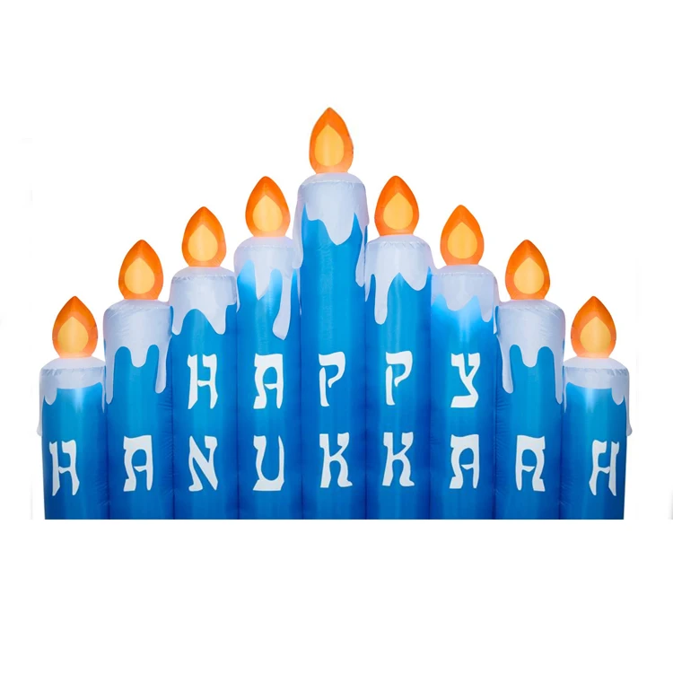 9FT Blow Up LED Lights Lighted Inflatable Happy Hanukkah Candles Yard Decor
